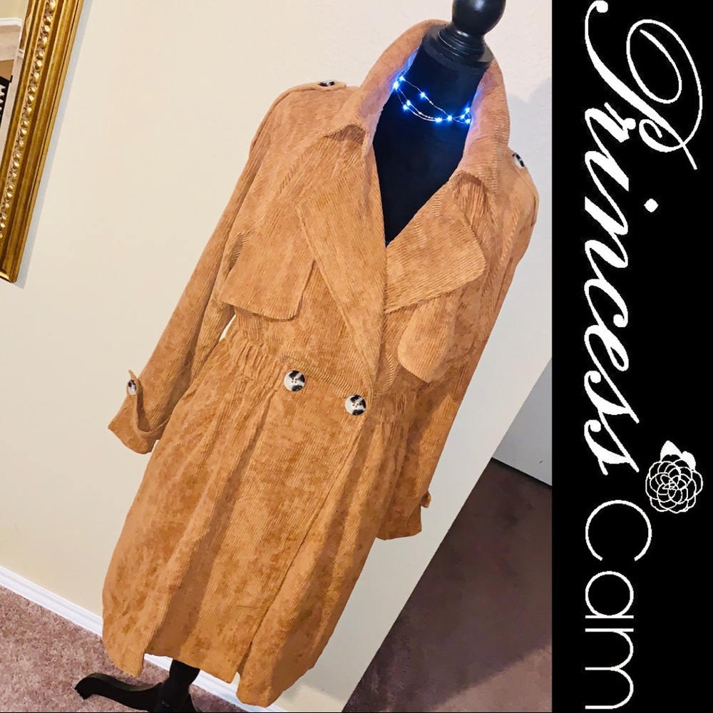 🆕AliceBlue Women Rust Corduroy Trench Coat Sz L